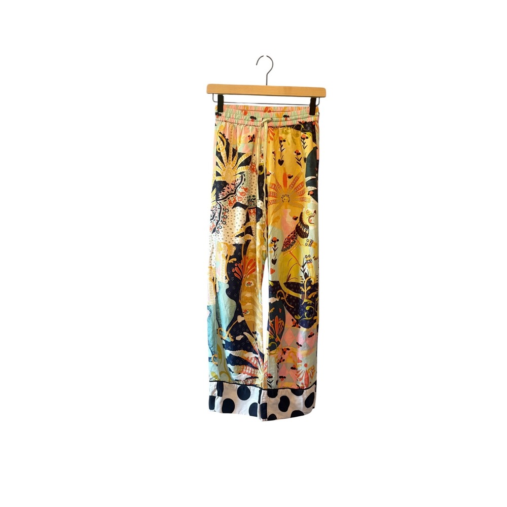 Anthropologie Alexandra Farmer Wide Leg Pajama Pants Multi Color Print XXS